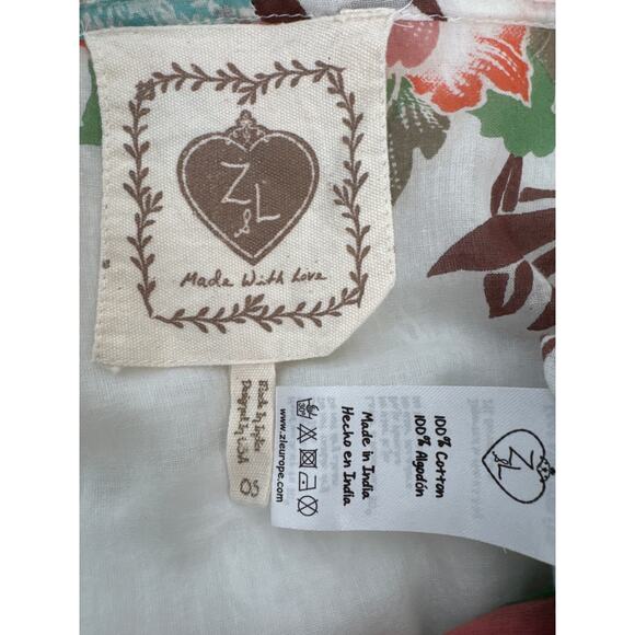 Z&L Europe Floral Print Airy  100% Cotton Pom-Pom Caftan Swim Cover Up OS - Picture 12 of 16